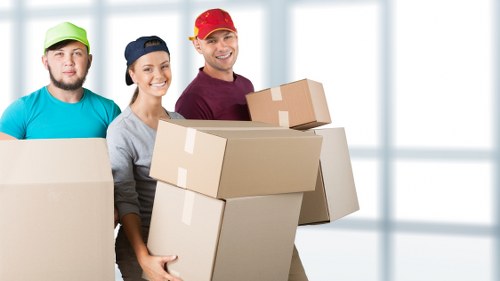 Packed boxes and household items ready for transport in Haringey